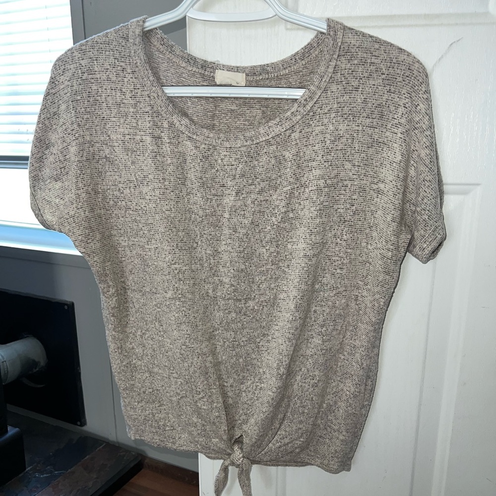 Cropped tshirt, grey/brown